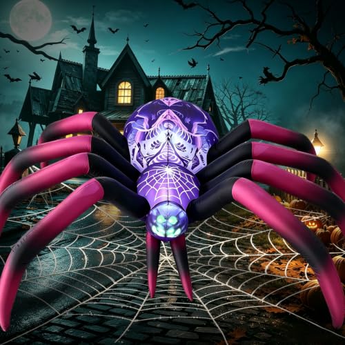 8FT Halloween Inflatable Spider Decor with LED Lights - Outdoor Yard Blow Up Decoration - Variation of This Listing