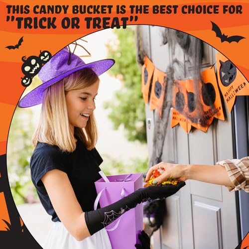 Halloween Candy Buckets Set - 2 Large Pumpkin & Ghost Decorations