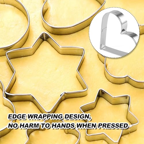 12 Pcs Stainless Steel Cookie Cutter Set with 4 Shapes & Multiple Sizes