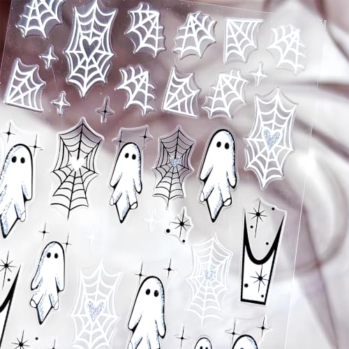 Halloween Nail Stickers Self-Adhesive Ghost Pumpkin Spider Web Flame Decor Style08
