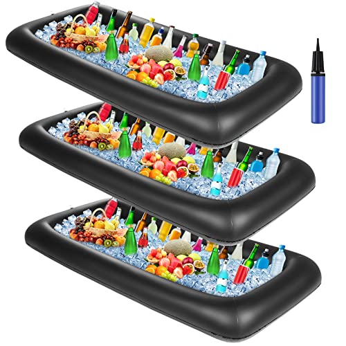 Black Inflatable Serving Bar Cooler - 52 Inch Party Drink Cooler Set (3pcs) & Pump
