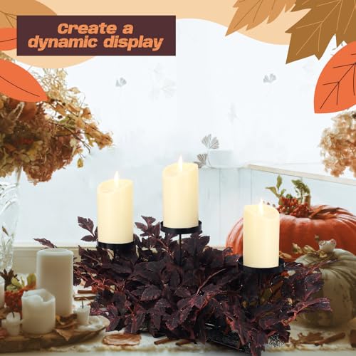 Halloween Centerpieces for Tables - Autumn Fall Decor with Candlesticks & Black Leaves