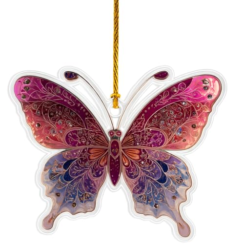 Butterfly Christmas Ornaments Set - Handmade Acrylic Wall Decor & Holiday Gift