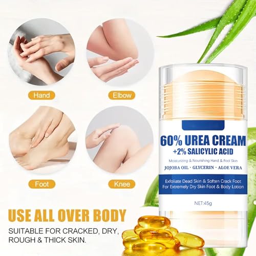 60% Urea Foot Cream Stick for Cracked Heels & Dry Skin - Moisturizing Balm