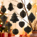 Black Paper Christmas Decorations 12pcs - 3D Honeycomb Lanterns with Glitter - Variation of THIS listing