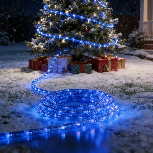 Blue LED Rope Light 20Ft Waterproof Outdoor Decorative Lighting - Buyagn