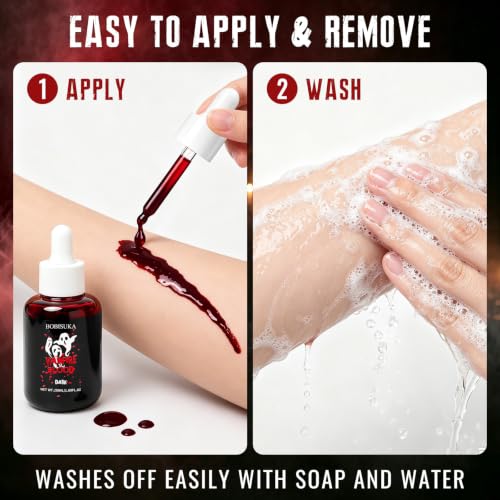 Halloween Fake Blood Dripping Liquid - Realistic & Washable, Dark Color, 1.69oz