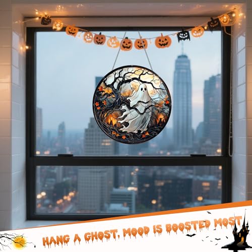 Halloween Ghost Decorations Indoor Outdoor Acrylic Wreath - Ghost Variation