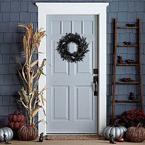 Black Feather Wreath - 14.9'' Halloween Front Door Decor - Variation of Feather Wreath 1