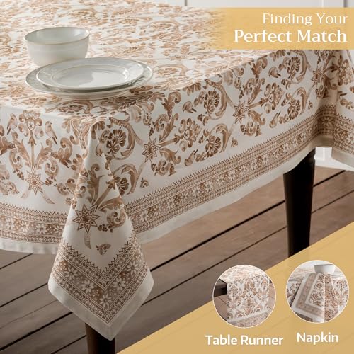 Allure Rectangle Cotton Tablecloth 60x108 Inches - Elegant Holiday & Fall Decor