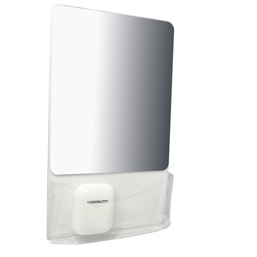 Neehows Magnetic Locker Mirror with Fully Magnetic Back, 9.45" x 5.51" Small Real Glass Super Clear Reflection Mirror with Storage Pocket for School Locker Refrigerator Office Cabinet - White, 1 Pc