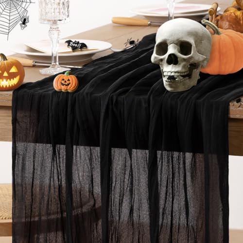 Black Halloween Fall Cheesecloth Table Runner 10 Ft 3-Pack - Gothic Decor