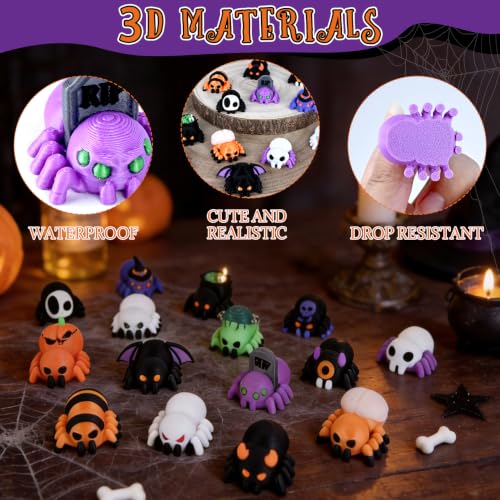 Halloween Spider Figurines Set - 15 Mini Spooky Decorations for Seasonal Decor