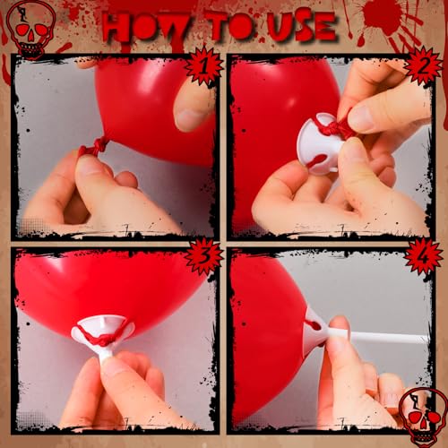 Halloween Yard Decorations Kit with Red Balloons & Creepy Signs - Outdoor Spooky Decor