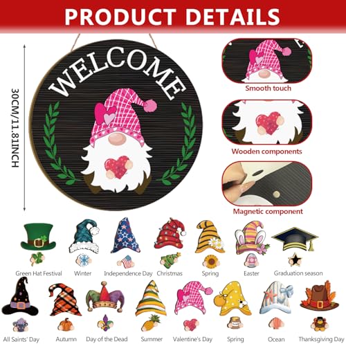 Black Interchangeable Welcome Sign for Front Door - Holiday Porch Decor
