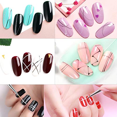 Nail Art Liner Brush Set - 3 White Fine Striping Brushes for Short Strokes & Details