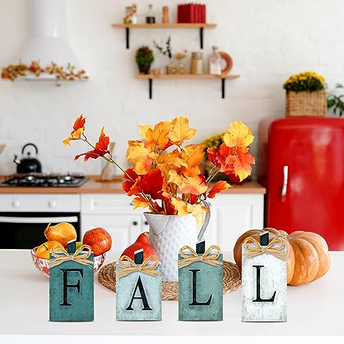 Fall Pumpkin Wooden Signs Set - Blue Autumn Harvest Decor for Thanksgiving & Home