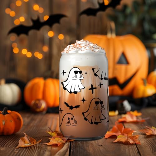 Halloween Ghost Cup with Lid & Straw - Spooky Gift for Women & Kids