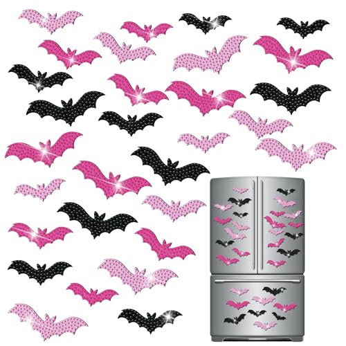 Halloween Bat Magnet Art Kit - Pink and Black Diamond Decor, Variation: Bat