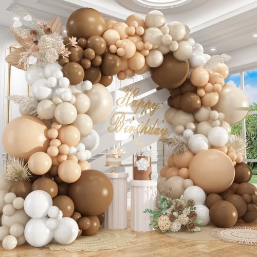 Y06 Brown Balloon Arch Kit - 500pcs Neutral Latex Balloons for Birthday & Baby Shower