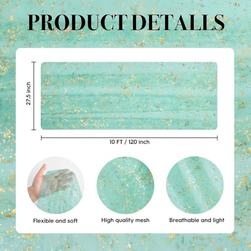Turquoise Gauze Gold Table Runner 10FT 3-Pack - 28x120 Inch Wedding Holiday Decor