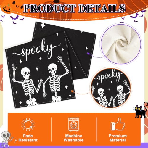 Halloween Table Runner Spooky Skeleton Decor 13x72 Inch - Black Halloween Table Decor