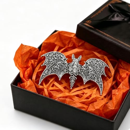 Halloween Bat Wing Hair Clips - Gothic Silver Hair Barrettes, Style 9