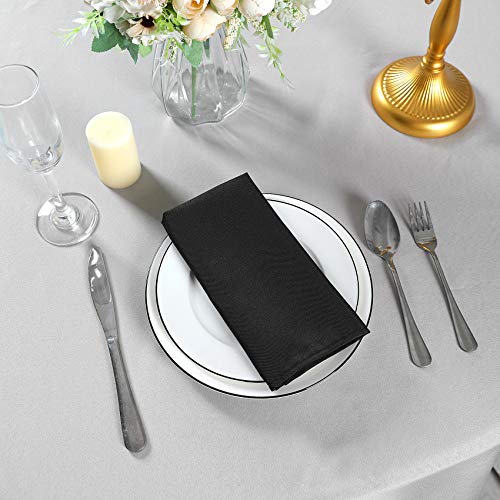 Black Cloth Napkins 20x20 Inch - 100 Pack, Washable Polyester Dinner Table Linens - Wedding & Party Decor