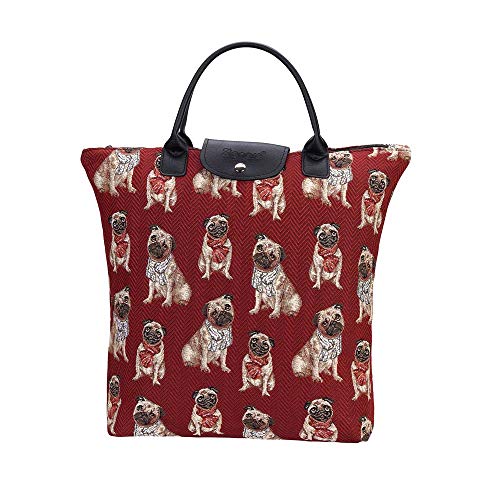 Pug Signare Reusable Foldable Tote Bag Eco-Friendly Grocery Shopping Bag