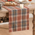 Rust Farmhouse Table Runner 13x108 Inch - Fall Plaid Decor - Artoid Mode Variation 13" x 108" Rust