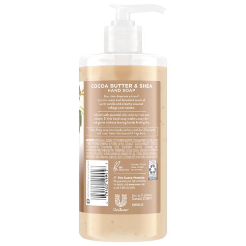 Suave Hand Soap, Cocoa Butter & Shea 4-Pack – Sweet Hand Wash with Essential Oils & Moisturizers, 13.5 Oz Ea