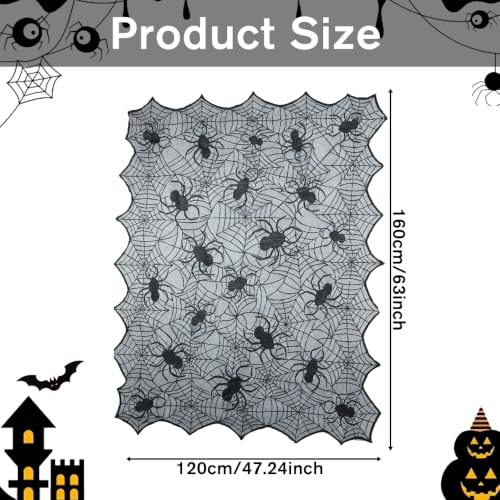 Halloween Black Lace Tablecloth Rectangular 48x63 Inch - Style 2