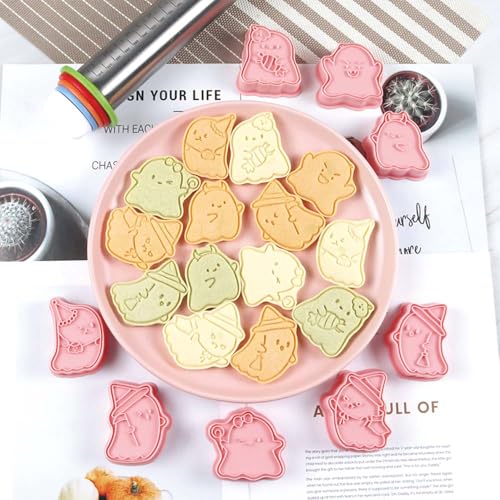 Mini Ghost Cookie Cutters Set - 8 Pieces Halloween Baking Stamps - Ghost-1 Variation