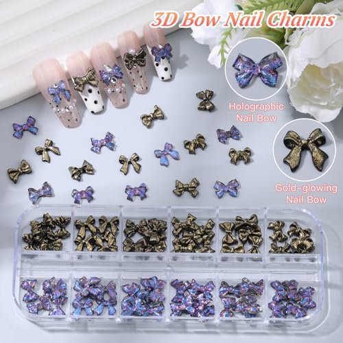 Black 3D Nail Charms Set with Tweezers & Brush - Manicure DIY Crafts