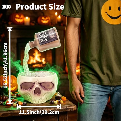Halloween Floating Bottle with Skull Cauldron LED Decoration - Spooky Outdoor & Indoor Display