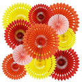 Honeycomb Paper Fan Set - Fall Orange Hanging Party Decorations - 11 pcs