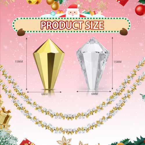 Christmas Bead Garland Set - Gold & Clear Acrylic Garlands, 80 ft Total