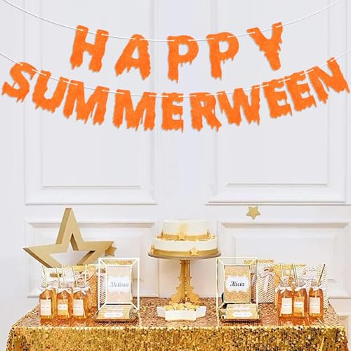 Summerween Banner Party Decorations - Spooky Halloween Celebration Banner