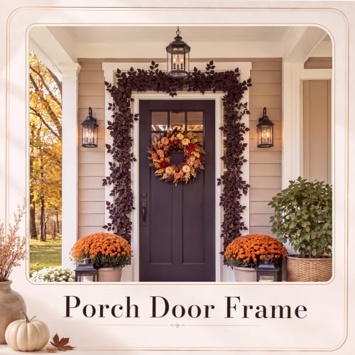 Fall Garland 6ft Plum Purple Cimicifuga Artificial Leaf Decor 2-Pack