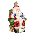 Santa Checking His List Glass Blown Ornament - Handcrafted Christmas Decoration - Santa Collection