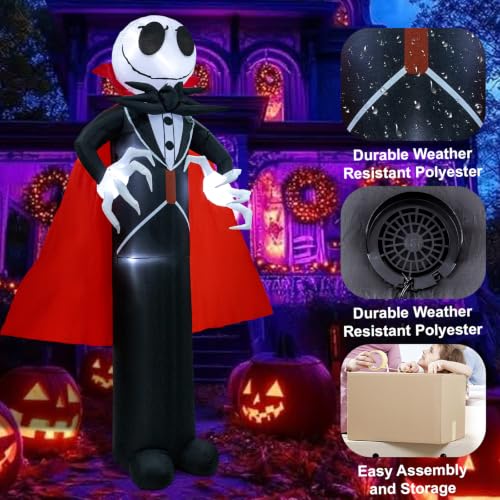 12FT Halloween Skeleton Inflatable with LED Lights - Spooky Outdoor Decor