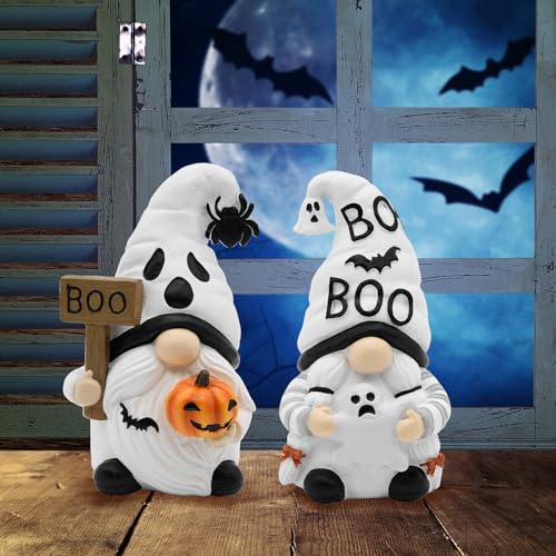 Halloween Ghost Gnome Decor - Cute Resin Figurines for Home & Garden