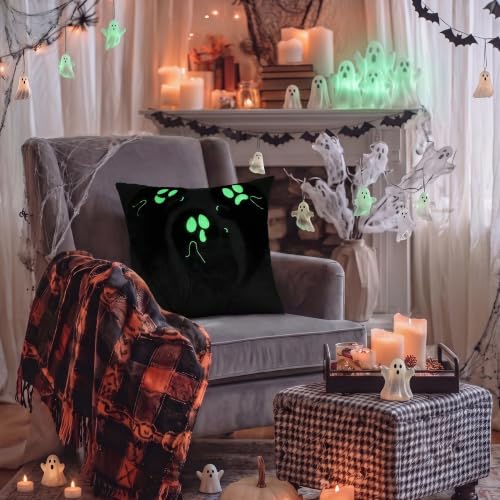 Halloween Ghost Throw Pillow Covers 18x18 Inch Set of 2 - Black Ghost Variation