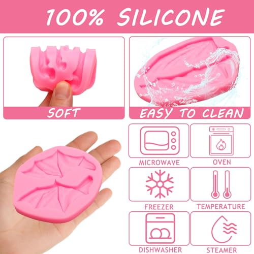 Pink Halloween Skeleton Hand Silicone Mold Set for Baking & Crafts - 4 Pieces