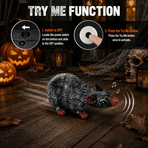 Large Realistic Animated Halloween Rat Decoration - Spooky Indoor Prop, 18.1 Inches