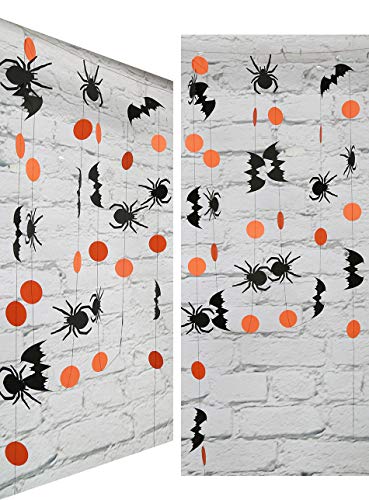 Halloween Paper Garland Banner with Bat and Spider Dots - 26 Feet Party Decor