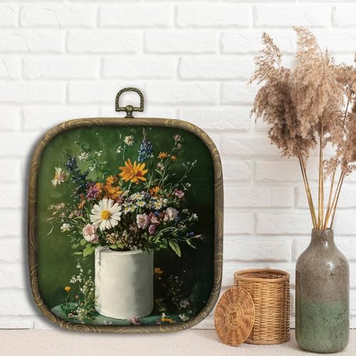 KSDUT Bathroom Wall Art Decor - Retro Dark Green Botanical Canvas Frame - Bath-9