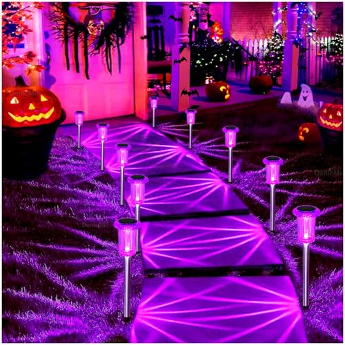 Purple Solar Halloween Lights Outdoor Waterproof 10 Pack - Halloween Decor