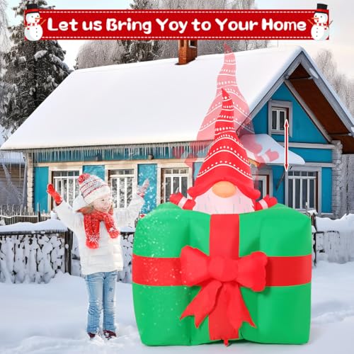 Inflatable Christmas Gnome with LED Lights Outdoor Yard Decoration - 6.3 Ft