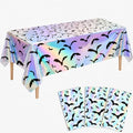 Halloween Iridescent Bat Tablecloth Set - Spooky Foil Decor for Parties